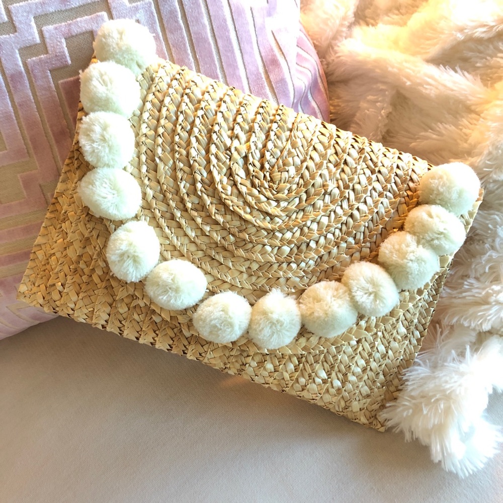 Shiraleah Pom Pom Woven Clutch, BRAND NEW!!